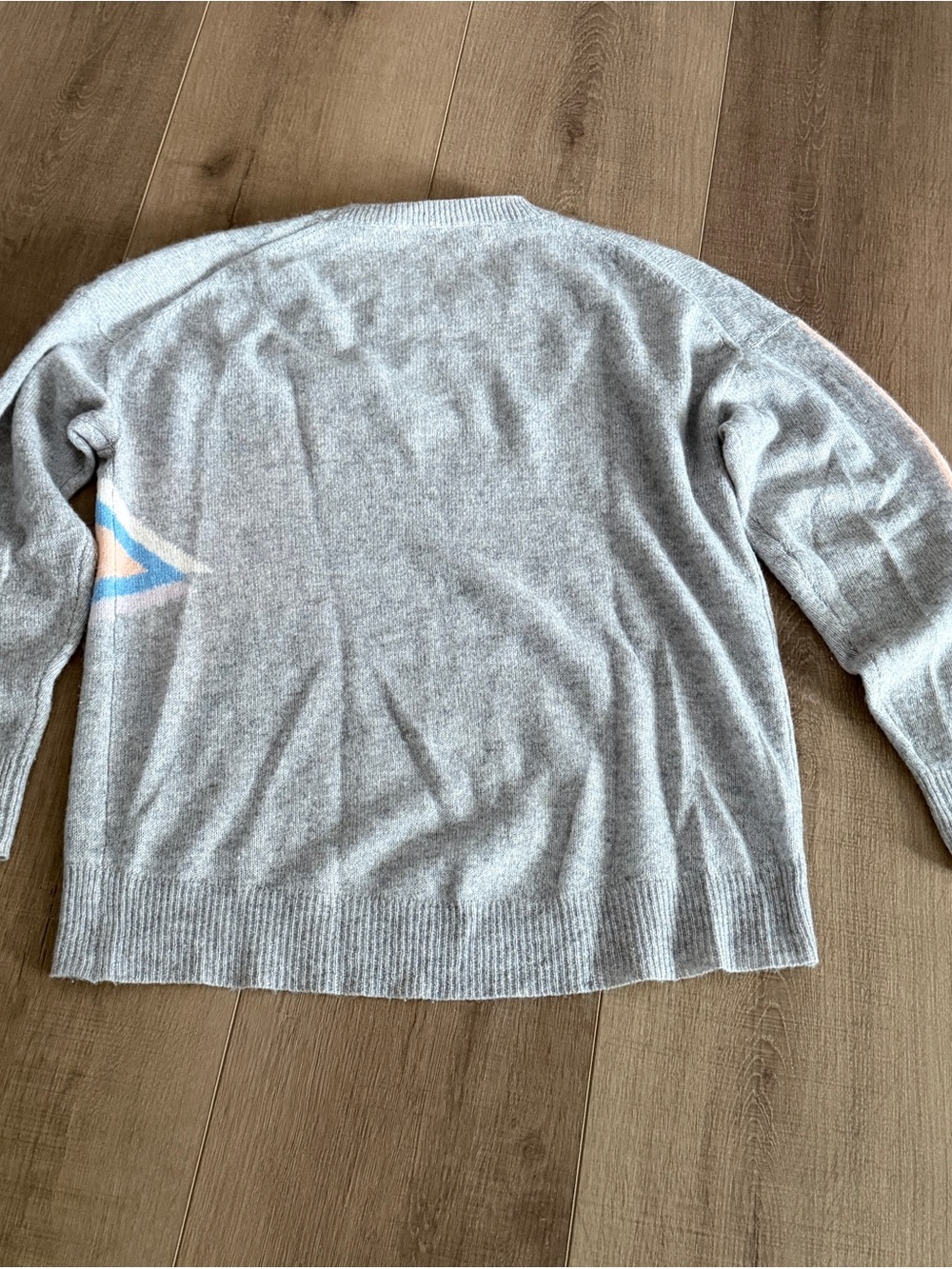 360 Cashmere Peach Star & Stripe Soft Grey Jumper Sweater Women M Luxury Soft - Picture 10 of 12